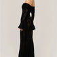 Oligai Winter Lace Long Sleeve Evening Party Dresses Women 2025 Black Sexy Elegant Maxi Dress Fashion Long Wedding Guest Dress