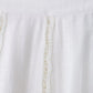 TRAFZA Women Fashion O-Neck Crocheting Details White Skirt Suit Short-sleeve Blouse+Side Zipper White Pleated Midi Se Long Skirt