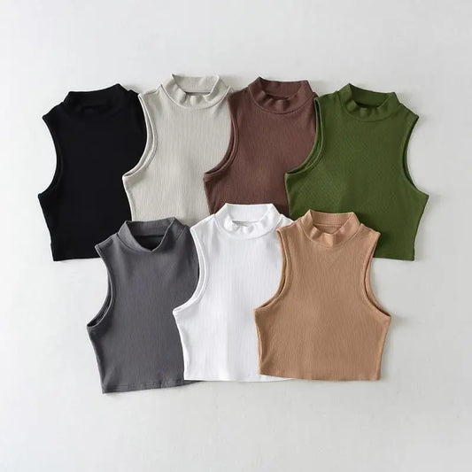 New Arrivals Yoga Fitness Camis Tanks Women Sexy Skinny Cropped Tank Tops Vintage Y2K Turtleneck Camisole Sports Tee Shirt Woman