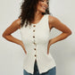 Slim Fit Knitted Vest Single Button Women's Style Cross-Border Clothing Crew Neck Tank Top Fashionable And Stylish