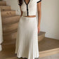 Tossy White Knit Sweater 2 Piece-Set Maxi Skirt For Women Ribbed Short Sleeve Cardigan Top And Long Skirt Sets Knitwear Outfits