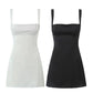 KAOPU ZA Women's Black Embroidered Strap Short Dress Women's Slim-fit Spring Summer praty Mini Dress Club Women's Dress