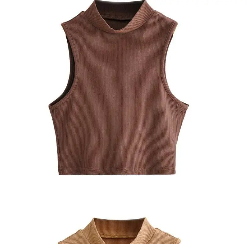 New Arrivals Yoga Fitness Camis Tanks Women Sexy Skinny Cropped Tank Tops Vintage Y2K Turtleneck Camisole Sports Tee Shirt Woman