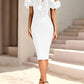 Women's Off Shoulder Bandage Midi Dress Luxury Design Ruffled  Elegant Black Sleeveless Ruffled Sexy Club Party Evening Dresses
