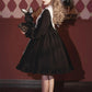 Contract Color Lolita Dress for Women Gothic Style Dark Girl Japanese Retro Op Dress Autumn and Winter Long Sleeve Black Dress