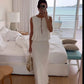 Women's Ruffled Lace Up Suit Blouse Long Skirt High Street Suit Solid Color Skirt 2 Piece High Street Suit 2024 New Suit