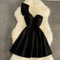 Women Black White Ruffled One Shoulder Sleeveless Mini Dress Strapless Mesh Patchwork High Waist A-line Party Dress Vestidos
