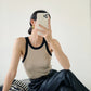 New In Tank Top for Women Collision Color Camisole Undershirt Retro French Wear Suit Inside Slim Short Tops Casual Tank Tees