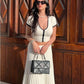 Tossy White Knit Sweater 2 Piece-Set Maxi Skirt For Women Ribbed Short Sleeve Cardigan Top And Long Skirt Sets Knitwear Outfits