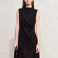 Amii Minimalism 2024 Summer New Sleeveless Small Black Dress Short Slim Half-high Neck Fashion Female Dresses for Women 12452052