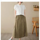 High Waist Casual Embroidery Skirts Women New Arrival 2024 Summer Vintage Style Solid Cotton Linen Female A-line Long Skirt