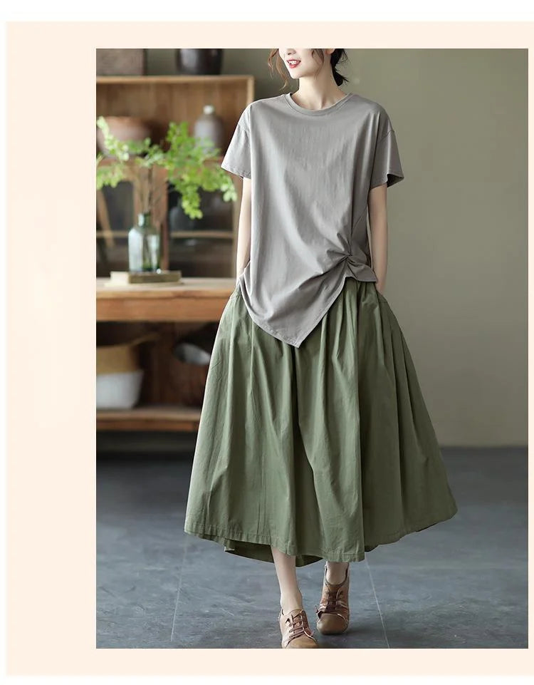 Max LuLu Japan Style Summer Streetwear Fashion Women Khaki A-Line Skirts Ladies Elastic Casual Long Skirt Girls Vintage Clothes