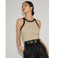 New In Tank Top for Women Collision Color Camisole Undershirt Retro French Wear Suit Inside Slim Short Tops Casual Tank Tees