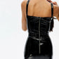 Sexy Patent Leather Spaghetti Strap Dress Women Summer Slim PU Maxi Dresses Sleeveless Backless Camisole Party Evening Dress
