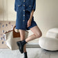 Women's Denim Short Sleeve Top and Shorts Two Piece Suit French Fashion Spring Summer Cowgirl Top Streetwear Korean Leisure New