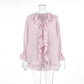 Tuularose New Casual Shorts Two-piece Set Women's Ruffled Loose Tie Top Simple Shorts Set Office Lady Summer Female Shorts Set