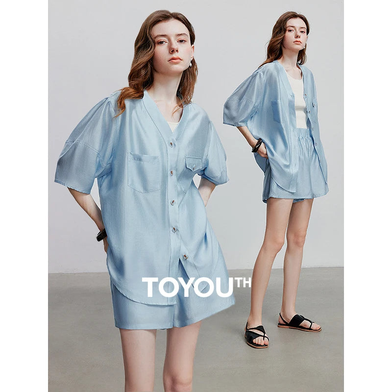 TOYOUTH Women Two Piece Set 2025 Summer New Suits 8520004