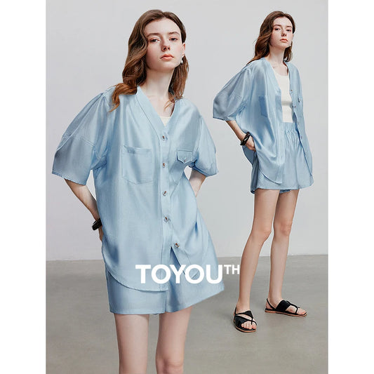 TOYOUTH Women Two Piece Set 2025 Summer New Suits 8520004