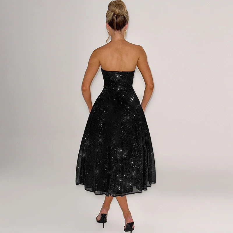 Hawthaw Women 2024 Summer Autumn Elegant Party Club Evening Birthday Bodycon Black Midi Dress Wholesale Items For Business