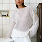 Original Fashion Hollow Out Knit Shirt Spring And Summer Women's Perspective Thin O-Neck Loose Elastic Long Sleeve Knit T-shirt