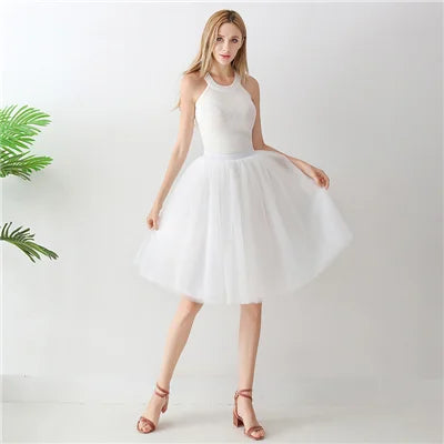 5 Layers 65cm Black Pleated Skirt Sexy Midi Tulle Skirt High Waist Full Lining Adult Tutu Korean Style Women Jupe Femme Faldas