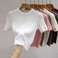 2025 Summer T shirts for Women Casual Female Korean Knit Streetwear Tees Basic Solid Young Cool Tops