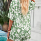 FTLZZ Summer Women Casual Floral Print Suit Single Breasted Shirt and Drawstring Wide Leg Shorts Lady Two Piece Sets