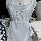 2024 New White Lace Tied Square Neck Summer T-shirts Chic Elegant Short Sleeve Tee Cotton Y2K Street Casual Bow Tie-up Top Women