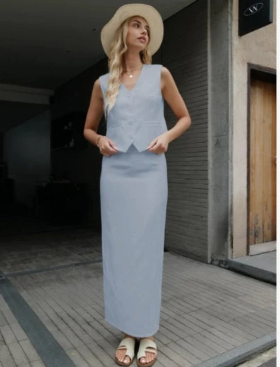 Women 2025 Summer Fashion vest Skirt Sets