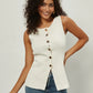 Slim Fit Knitted Vest Single Button Women's Style Cross-Border Clothing Crew Neck Tank Top Fashionable And Stylish