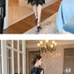 Women's French Noble Elegant Prom Dresses Black Lace Sheer Perspective Diamond High Waist Fishtail Robe Party Banquet Vestidos
