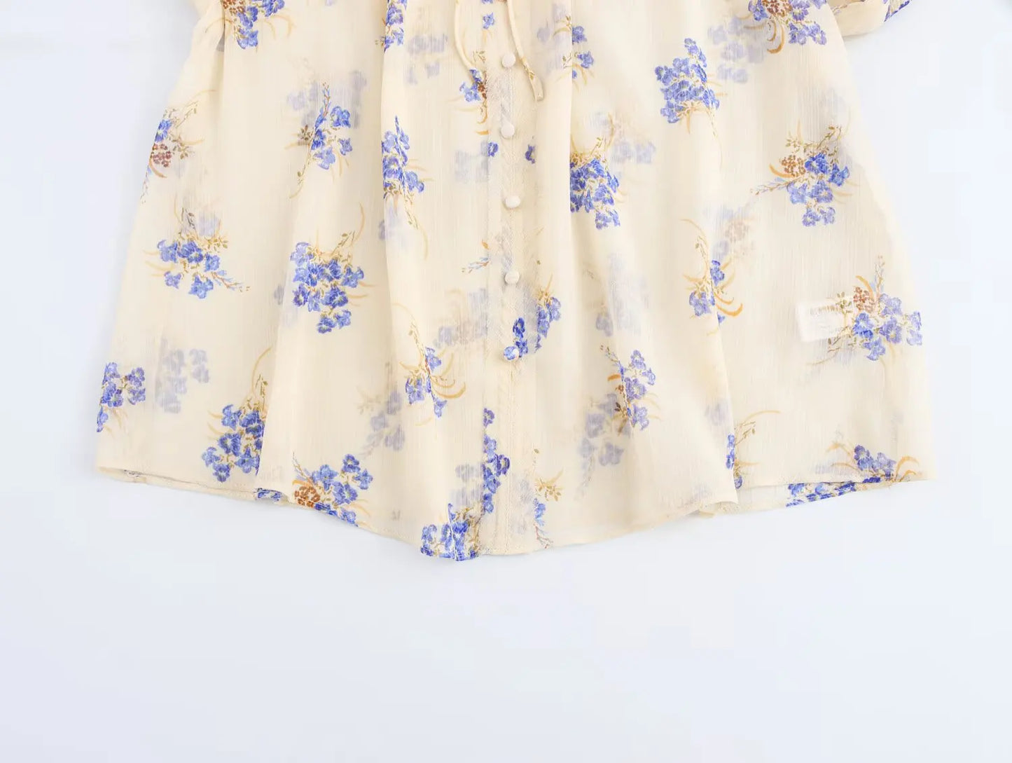 PB&ZA Women's Blouse Off - the - Shoulder Design with Floral Print Puff Sleeves and Front Button - down for a Feminine Look