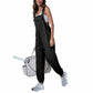 Women'S Jumpsuits Summer Fashion Casual Loose Wide Leg Jumpsuits Solid Color Insert Pockets Retro Button Strap Jumpsuits