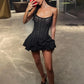 Talenza Black Lace Strapless Dress Women's Sexy Sleeveless Pleated A-Line High Waist Dress Backless Off Shoulder Y2k Party Dress