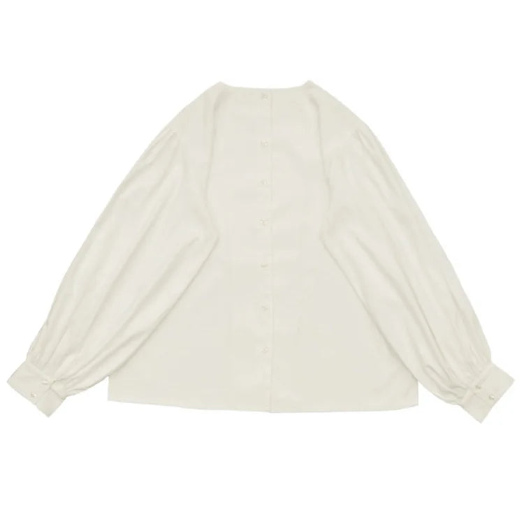 Japan Style Office Lady Elegant Vintage Blouse Women O-neck Loose Lantern Sleeve Shirts Solid All-amtch Blusas Autumn Ladies Top