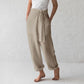 Women Solid Color Elastic Binding Foot Casual Pocket Pants Summer 2024 Elegant Lady Cotton Line High Wasit Women Pants