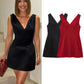 TRAFZA Summer Women V-Neck Sleeveless Backless Decorate Zipper Mini Dress Fashion Woman Sexy Dresses Street Style Party Dress