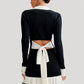 Tossy Ruffled Bow Knit Mini Dress Women's Summer Backless Contrast Cardigan Lace-Up Elegant Dress Female Knitwear Bandage Dress