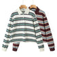 Summer 2025 Polo Shirts Woman Long Sleeve Tops Women Striped Vintage Clothes Polo Shirts Mujer Streetwear Casual Tops Brown