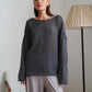 Original Fashion Hollow Out Knit Shirt Spring And Summer Women's Perspective Thin O-Neck Loose Elastic Long Sleeve Knit T-shirt