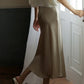 Fashion Women's Skirt A-line Silk High Waist Elegant Skirts Green Blue Long Summer Skirts Korean Side Zipper Office Satin Skirt