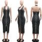 New Sexy Diamonds Halter Black Party Bodycon Midi Dress Women Sleeveless Backless Front Split Birthday Night Prom Club Vestidos