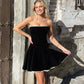 Talenza Black Strapless Lace Up Mini Dress Women's Sexy Off Shoulder Sleeveless Evening Dress Elegant Patchwork Summer Dress Y2k