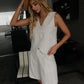 2025 Summer Casual Linen Striped Vest Shorts sets