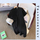 Plus size women's summer casual dress Chinese style modified cheongsam tray buckle decoration slit hem black polyester fabric