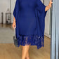 Znaiml Elegant Batwing Sleeve Tassel Slim Birthday Party Black Midi Dresses Women Sexy Evening Prom Bodycon African Vestidos New