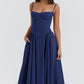 Women's French Style Long Dress with Solid/Floral/Checkered Multi Color Options Knee-Length Dress 2025 New Arrival