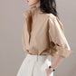 Fashion Stand Collar Solid Color Korean Blouse Women's Clothing 2023 Spring New Casual Pullovers All-match Office Lady Shirt