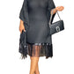 Znaiml Elegant Batwing Sleeve Tassel Slim Birthday Party Black Midi Dresses Women Sexy Evening Prom Bodycon African Vestidos New