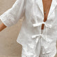 TARUXY Fashion White Cotton Linen Hollow Out Lace Up Top And Short Pants Suit Women's Loose Top Casual Splice Sets Lady Summer